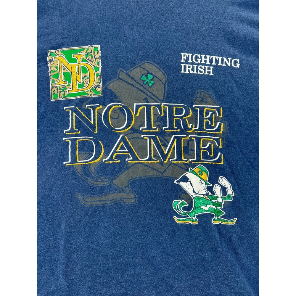 Vintage 90s Notre Dame Fighting Irish T-Shirt Adult‎ XL Blue USA Single Stitch